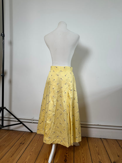 Vintage Chloe Silk Blend Floral Skirt Yellow c. 2000