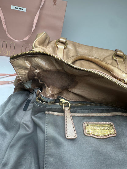 Vintage Miu Miu Vitello Leather Bag Beige Brown