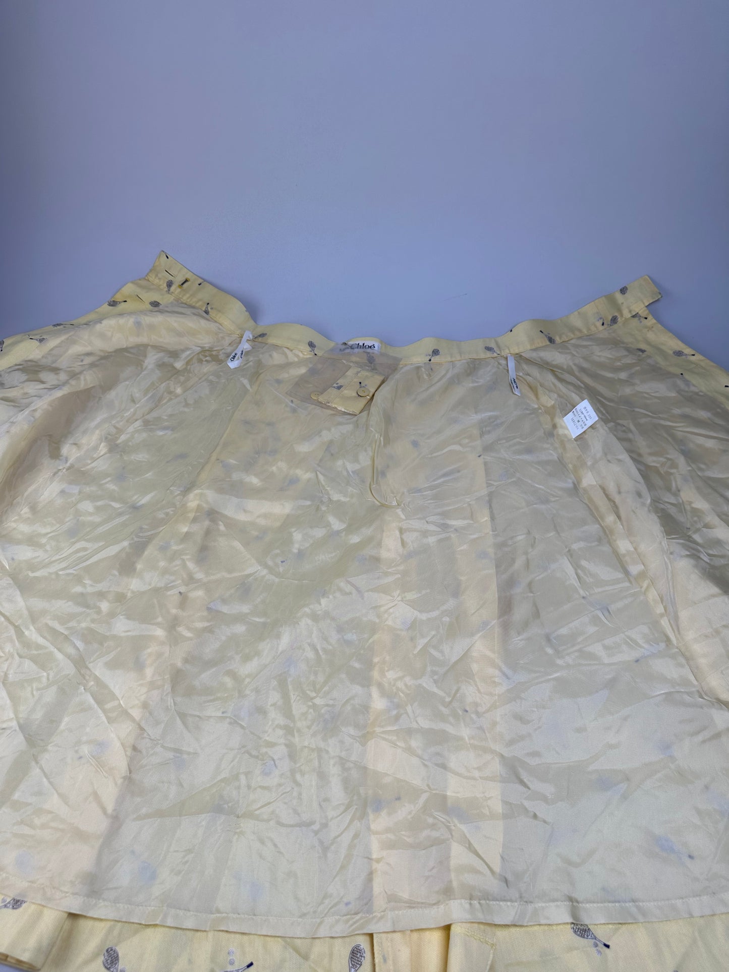 Vintage Chloe Silk Blend Floral Skirt Yellow c. 2000