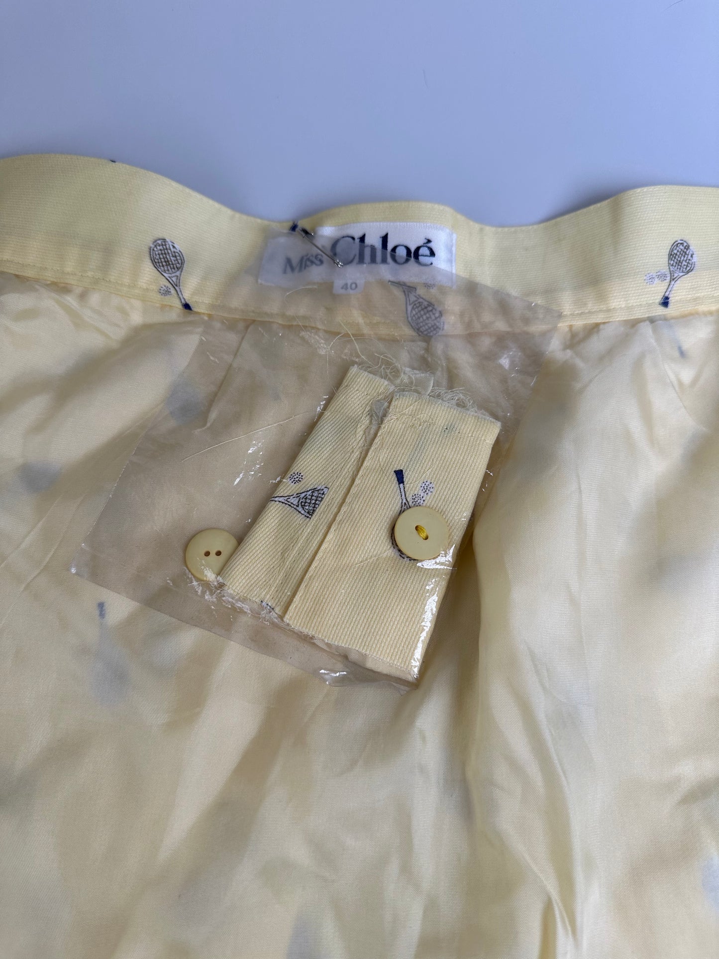 Vintage Chloe Silk Blend Floral Skirt Yellow c. 2000