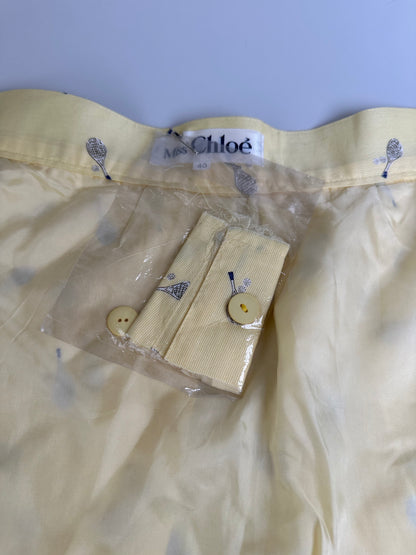 Vintage Chloe Silk Blend Floral Skirt Yellow c. 2000