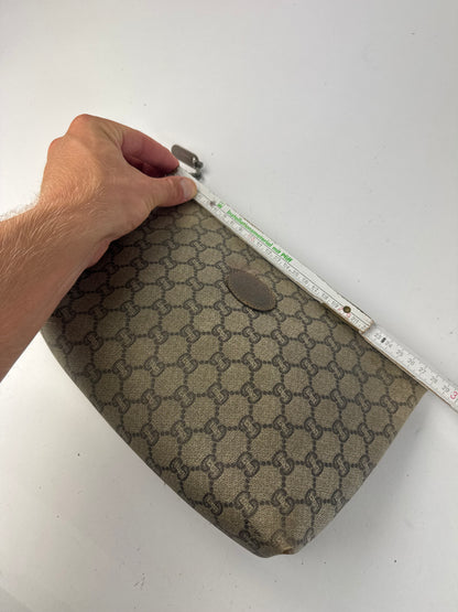 Pochette vintage Gucci Plus en cuir marron gris