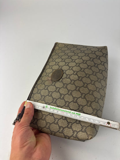 Pochette vintage Gucci Plus en cuir marron gris