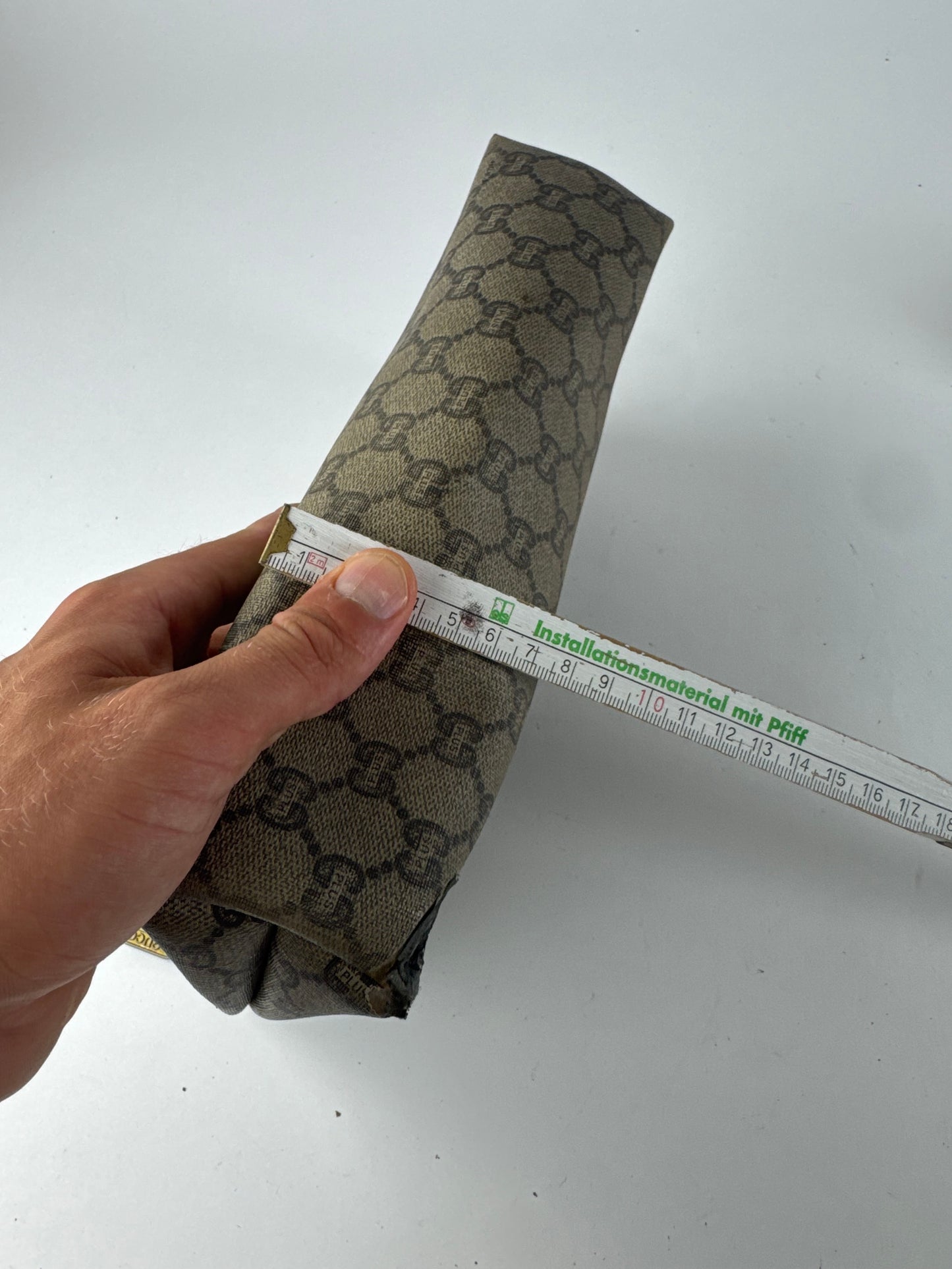 Pochette vintage Gucci Plus en cuir marron gris