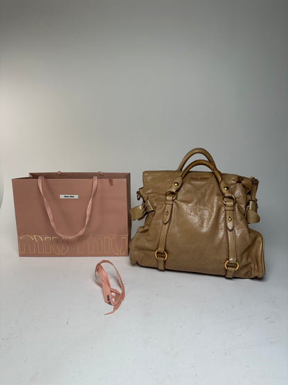 Vintage Miu Miu Vitello Leather Bag Beige Brown