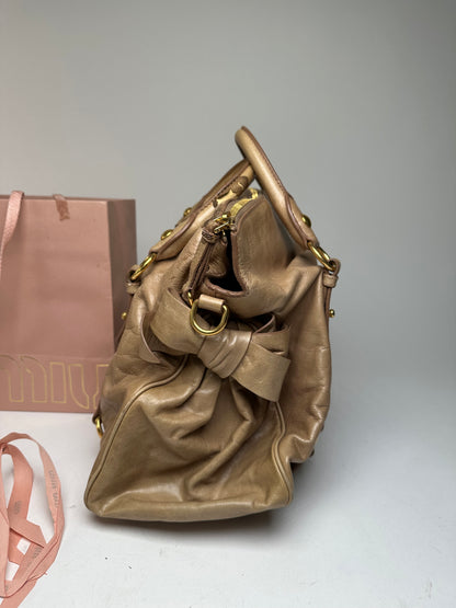 Vintage Miu Miu Vitello Leather Bag Beige Brown