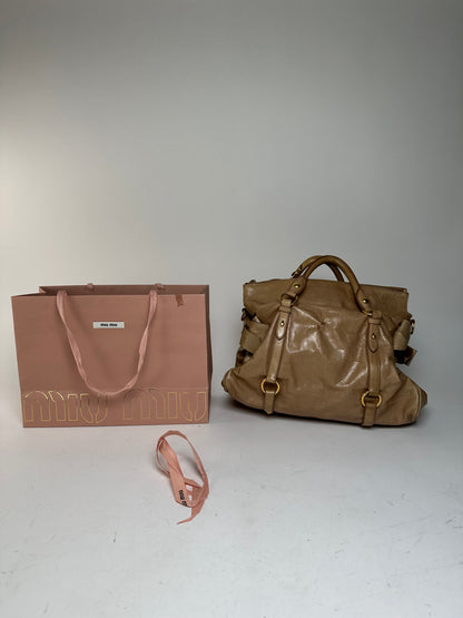 Vintage Miu Miu Vitello Leather Bag Beige Brown
