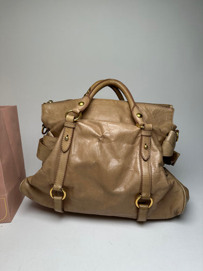 Vintage Miu Miu Vitello Leather Bag Beige Brown