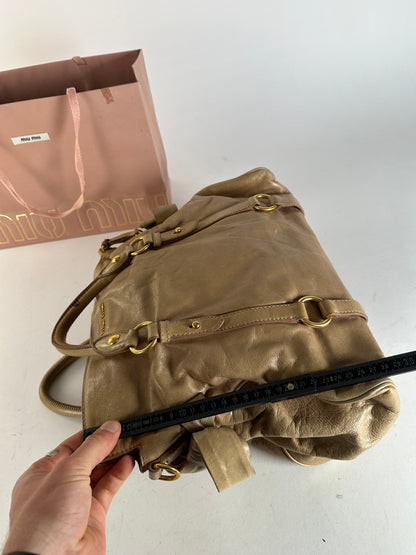 Vintage Miu Miu Vitello Leather Bag Beige Brown