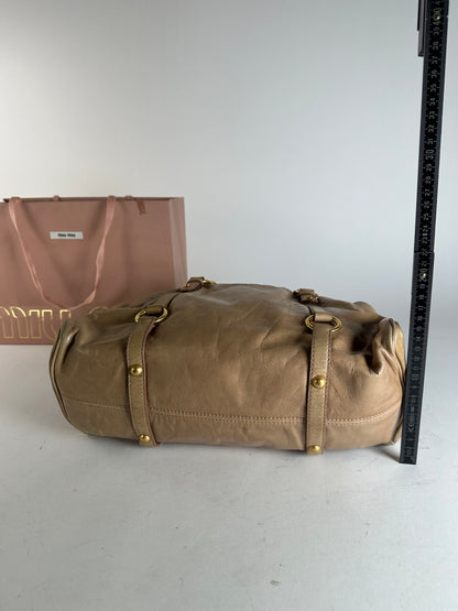 Vintage Miu Miu Vitello Leather Bag Beige Brown