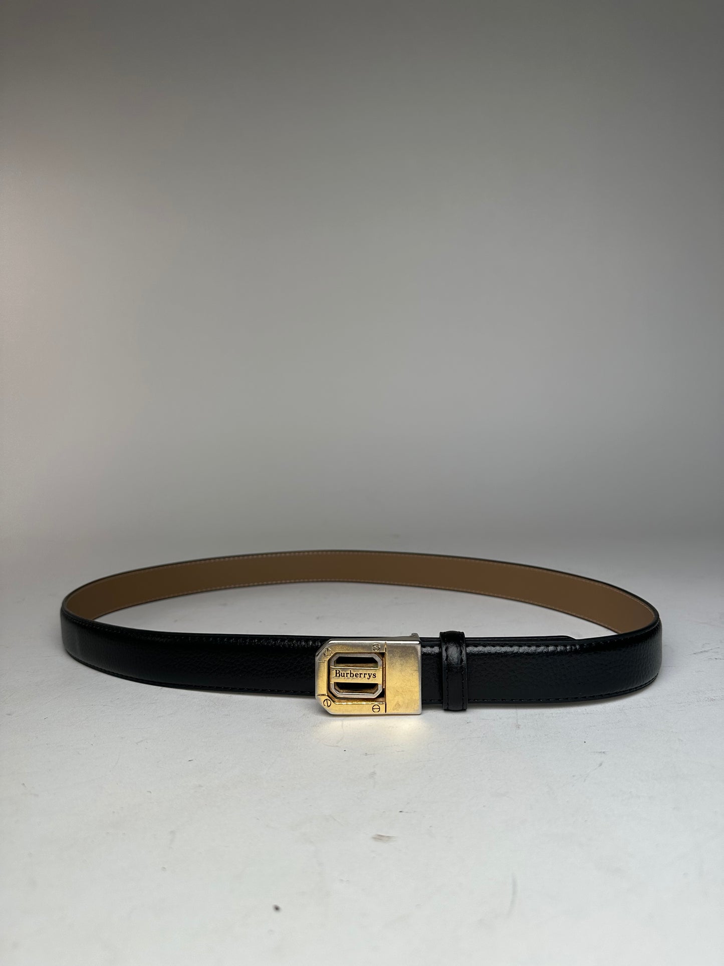 Vintage Burberry Leather Belt Black