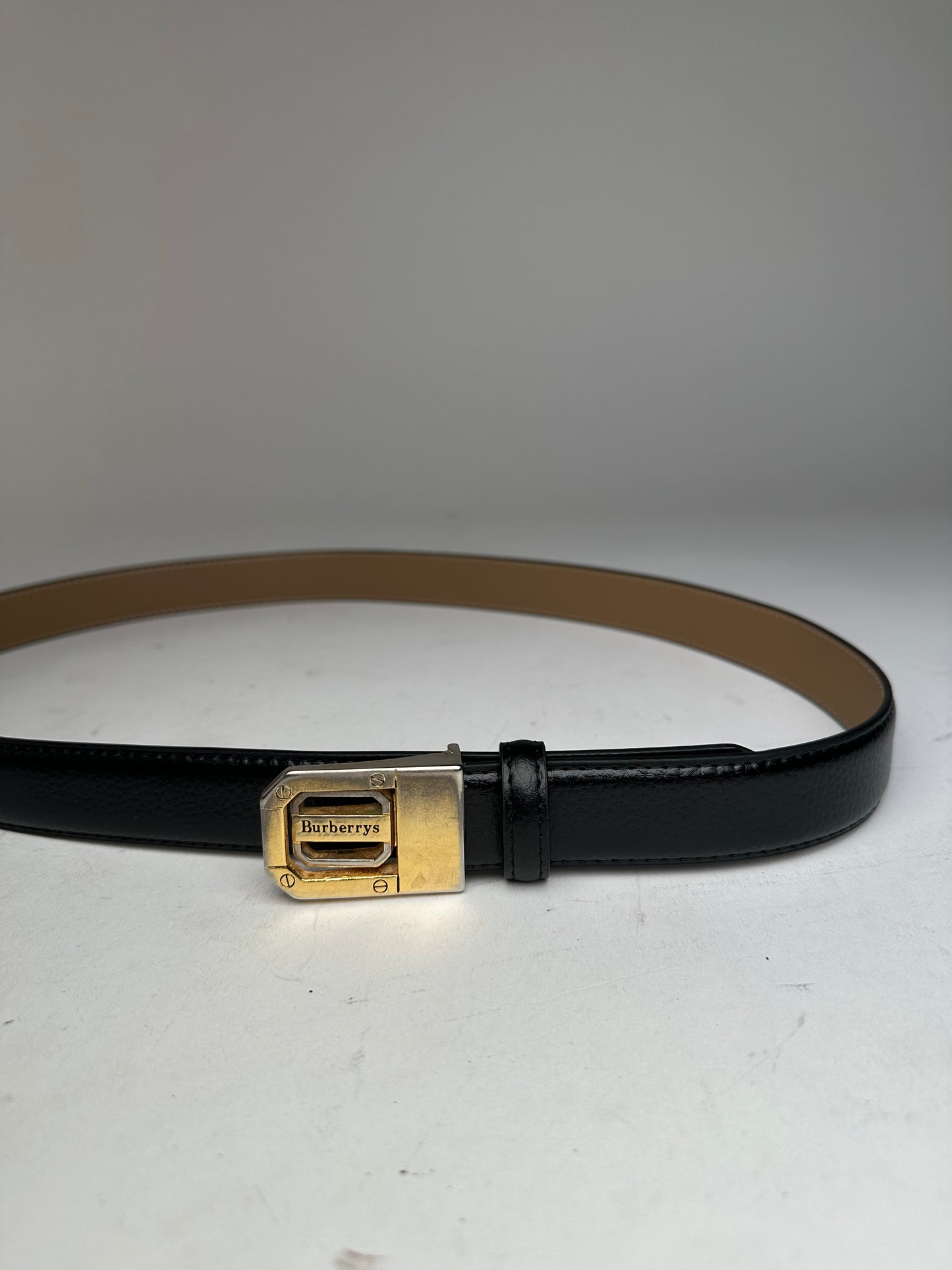 Vintage Burberry Leather Belt Black