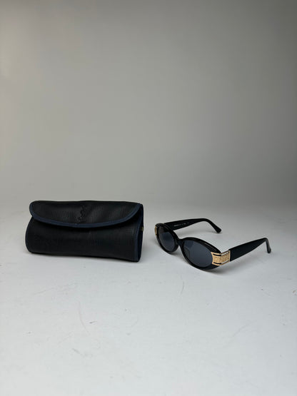 Vintage Yves Saint Laurent Sunglasses Black Gold YSL Logo