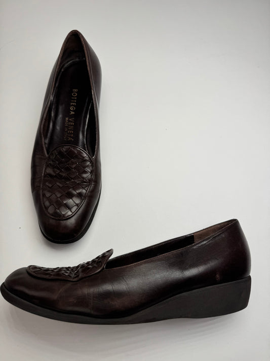 Vintage Bottega Veneta Intrecciato Leather Loafer Brown 37C