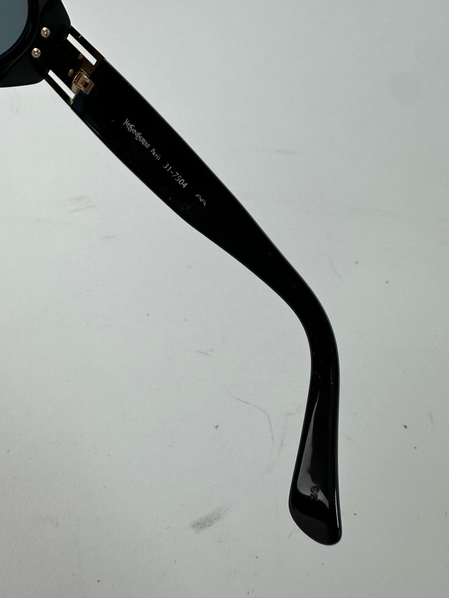 Vintage Yves Saint Laurent Sunglasses Black Gold YSL Logo