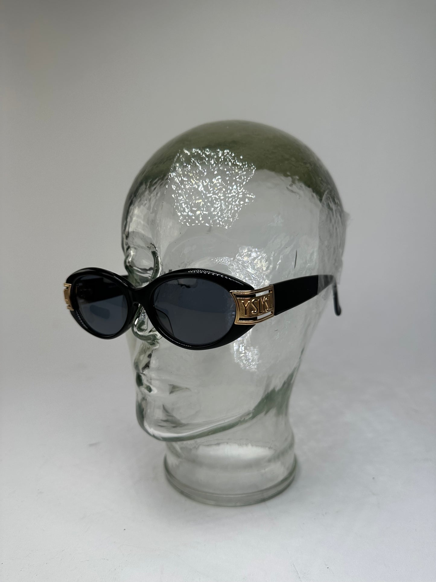Vintage Yves Saint Laurent Sunglasses Black Gold YSL Logo