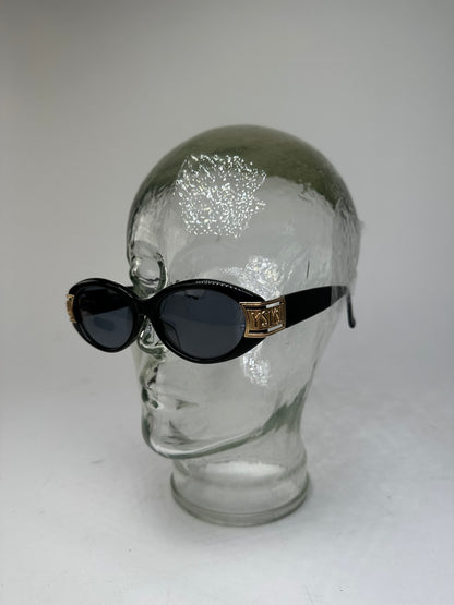 Vintage Yves Saint Laurent Sunglasses Black Gold YSL Logo