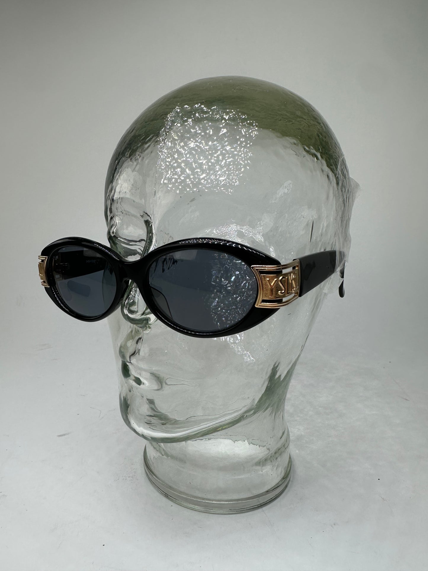 Vintage Yves Saint Laurent Sunglasses Black Gold YSL Logo