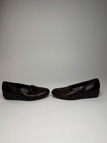 Vintage Bottega Veneta Intrecciato Leather Loafer Brown 37C