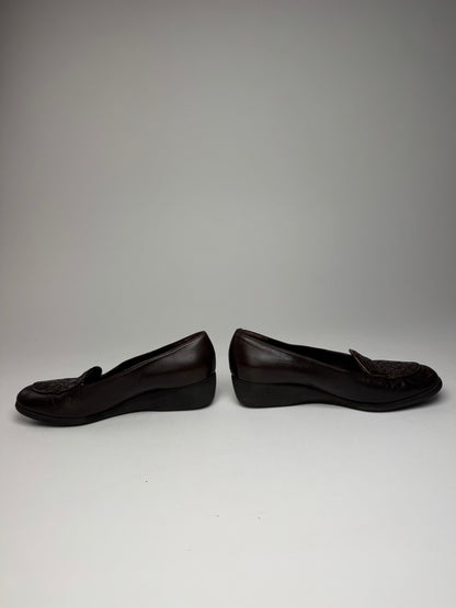 Vintage Bottega Veneta Intrecciato Leather Loafer Brown 37C