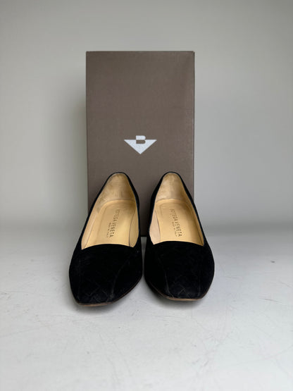 Vintage Bottega Veneta Suede Block Heel Pumps Black