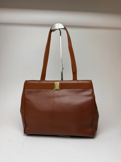 Vintage Salvatore Ferragamo Snake style leather bag brown