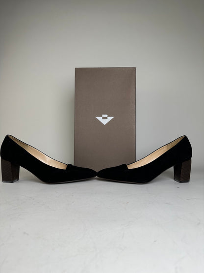 Vintage Bottega Veneta Suede Block Heel Pumps Black
