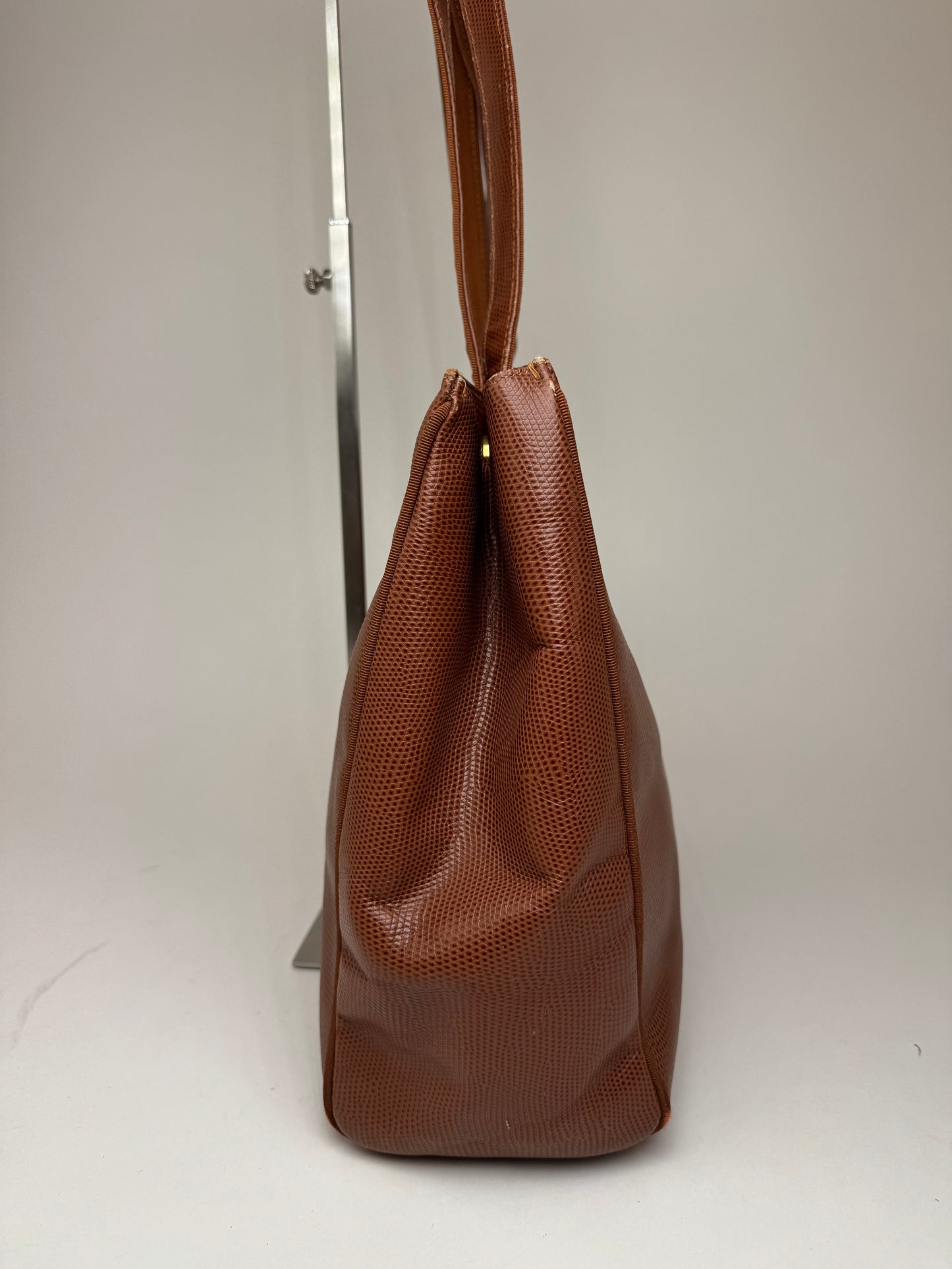 Vintage Salvatore Ferragamo Snake style leather bag brown