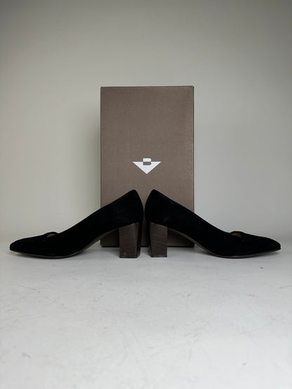 Vintage Bottega Veneta Suede Block Heel Pumps Black