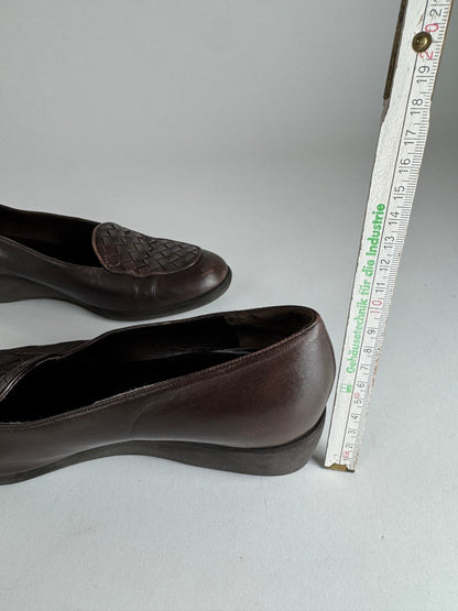 Vintage Bottega Veneta Intrecciato Leather Loafer Brown 37C