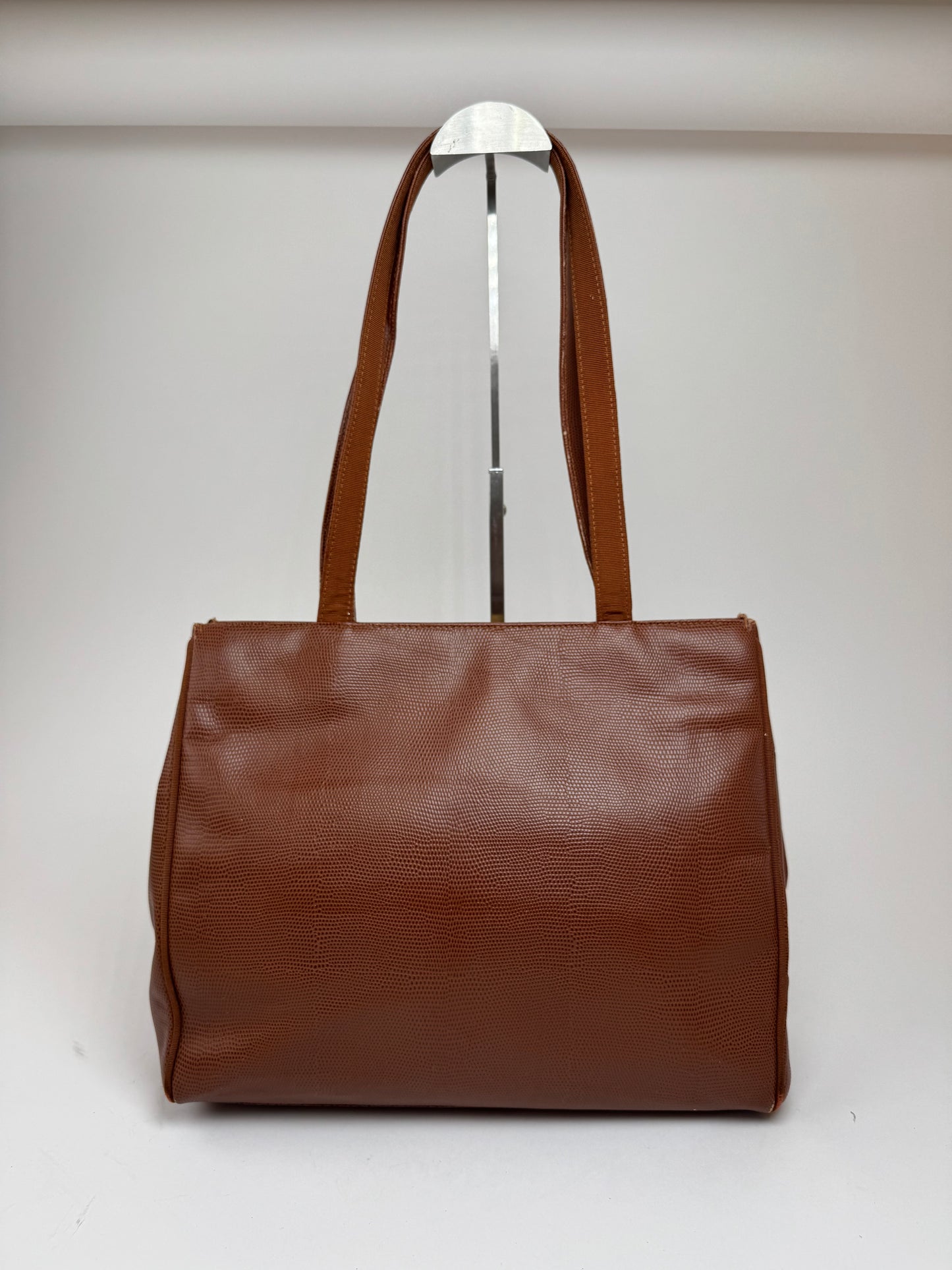 Vintage Salvatore Ferragamo Snake style leather bag brown