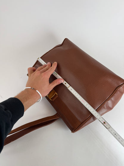 Vintage Salvatore Ferragamo Snake style leather bag brown