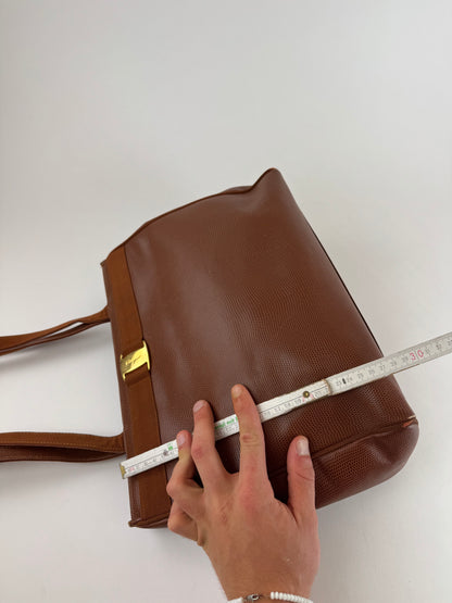 Vintage Salvatore Ferragamo Snake style leather bag brown