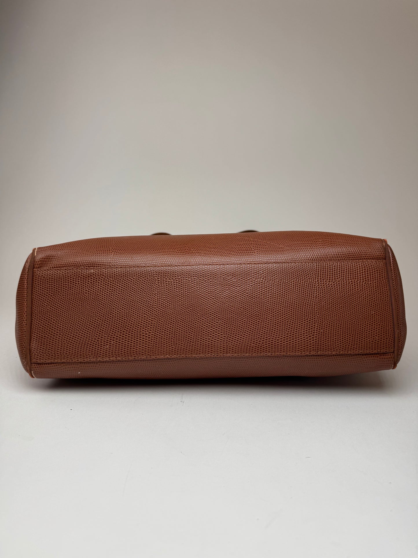 Vintage Salvatore Ferragamo Snake style leather bag brown