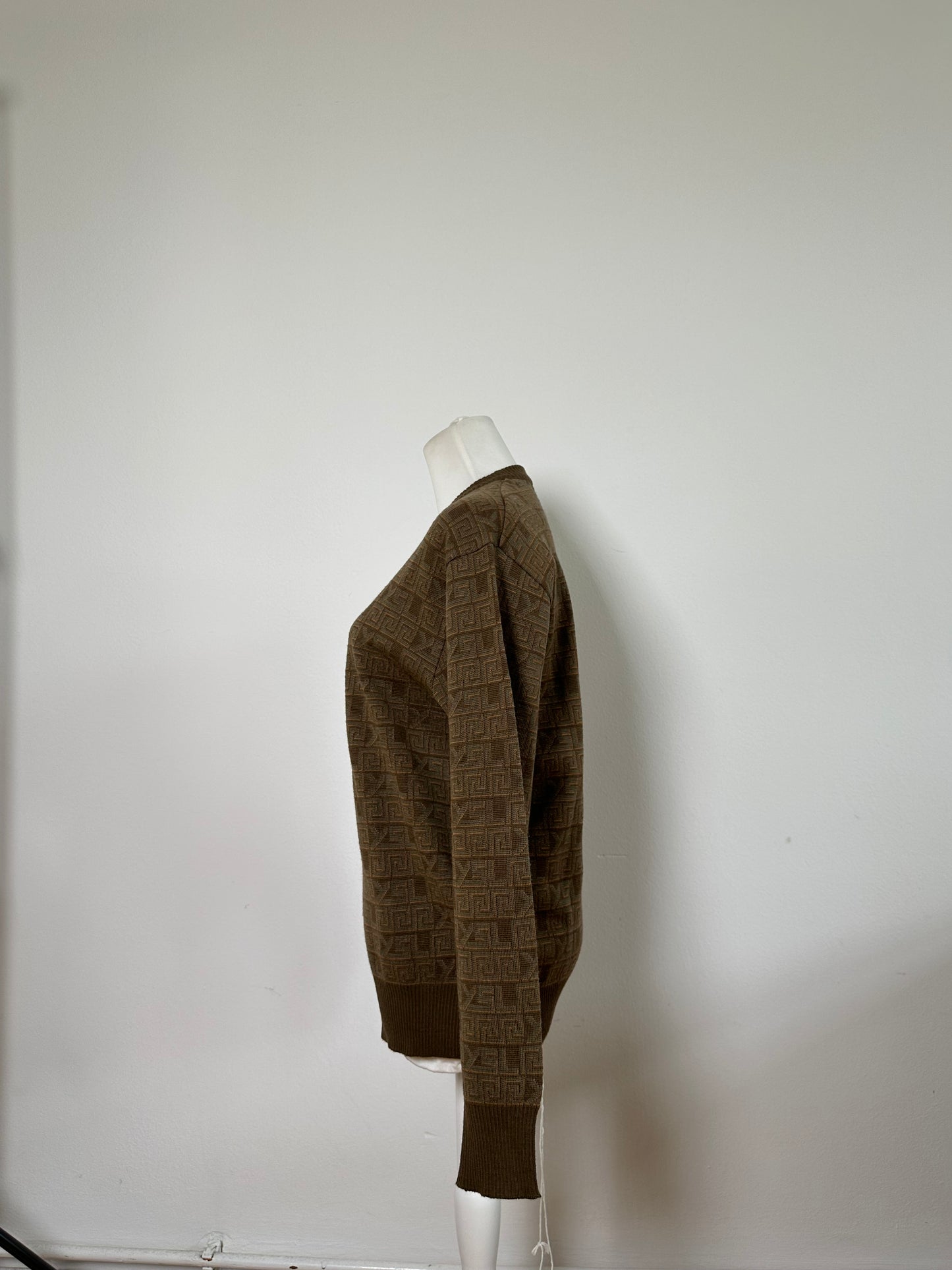 Vintage Saint Laurent FF Monogram Knit Sweater Brown Beige L