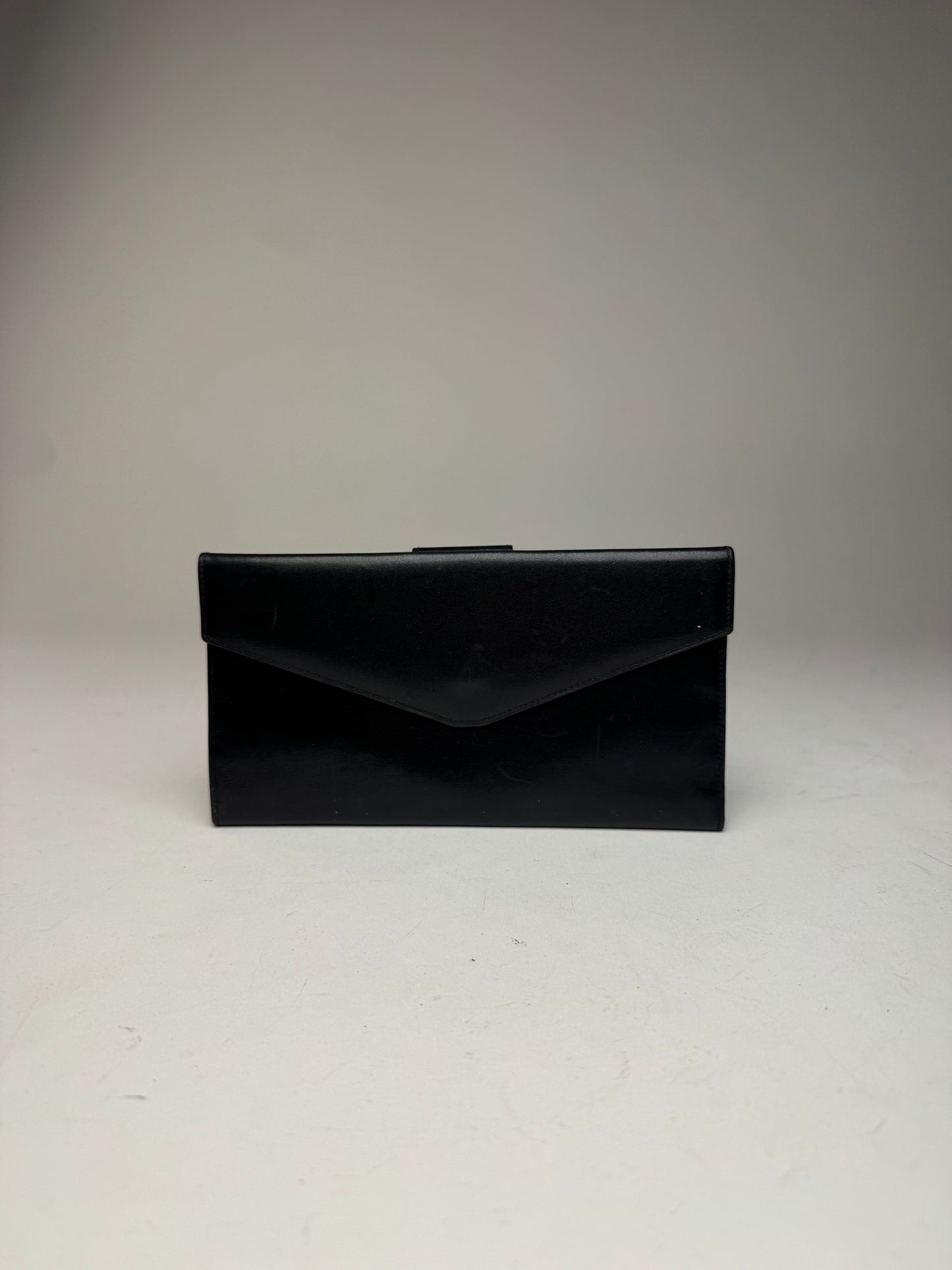Vintage Celine Paris Triomphe Leather Wallet Black