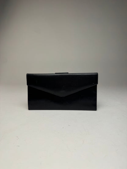 Vintage Celine Paris Triomphe Leather Wallet Black