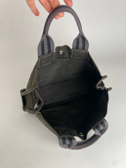 Vintage Hermes Canvas Tote Bag Black Grey