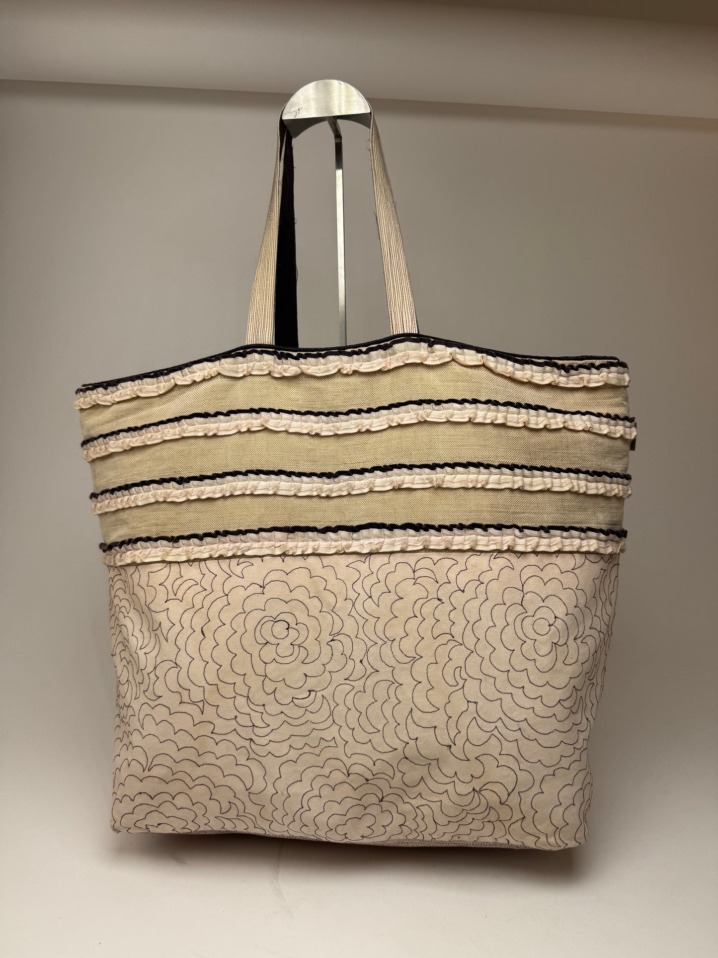 Vintage Tamasha Issey Miyake Cotton Wool Tote bag white beige