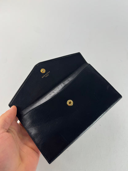 Vintage Celine Paris Triomphe Leather Wallet Black