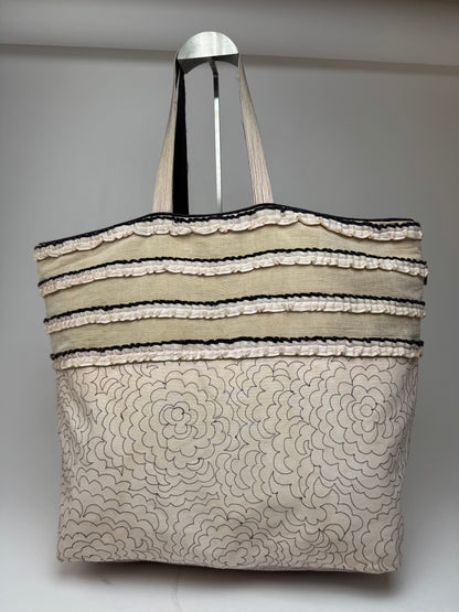 Vintage Tamasha Issey Miyake Cotton Wool Tote bag white beige