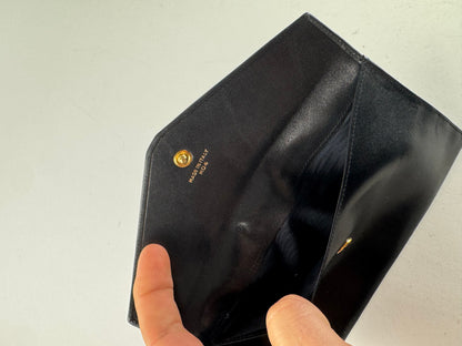 Vintage Celine Paris Triomphe Leather Wallet Black