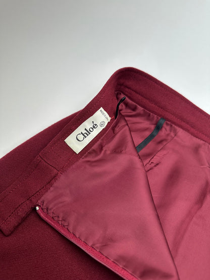 Vintage Chloe Wool Skirt Burgundy FR42
