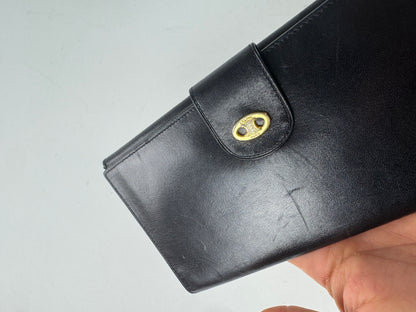 Vintage Celine Paris Triomphe Leather Wallet Black