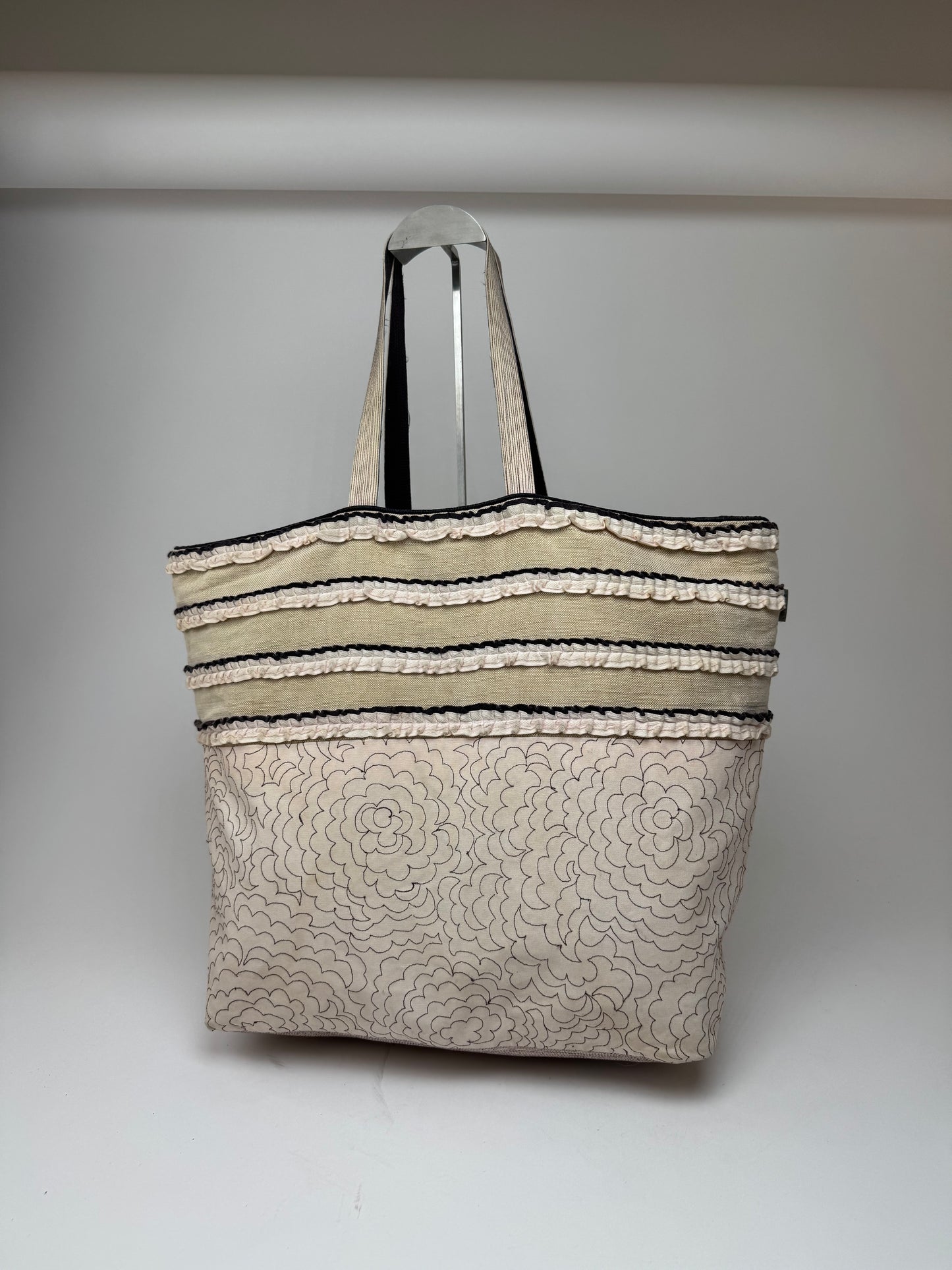 Vintage Tamasha Issey Miyake Cotton Wool Tote bag white beige