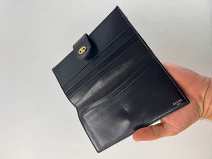 Vintage Celine Paris Triomphe Leather Wallet Black