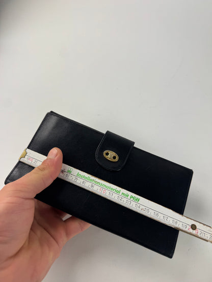 Vintage Celine Paris Triomphe Leather Wallet Black