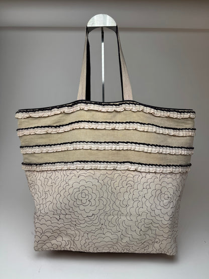 Vintage Tamasha Issey Miyake Cotton Wool Tote bag white beige