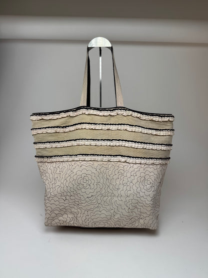 Vintage Tamasha Issey Miyake Cotton Wool Tote bag white beige