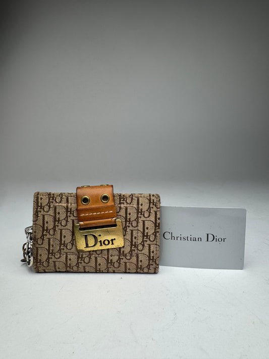 Vintage Dior Oblique Monogram Key Holder / Card Holder Beige Brown